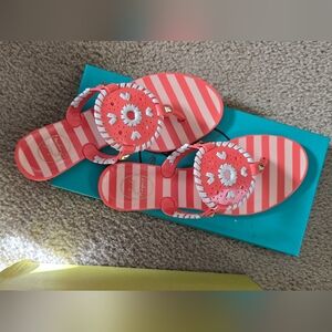 Jack Rogers Pink Stripe Flip Flop Jelly Georgica Thong Sandals